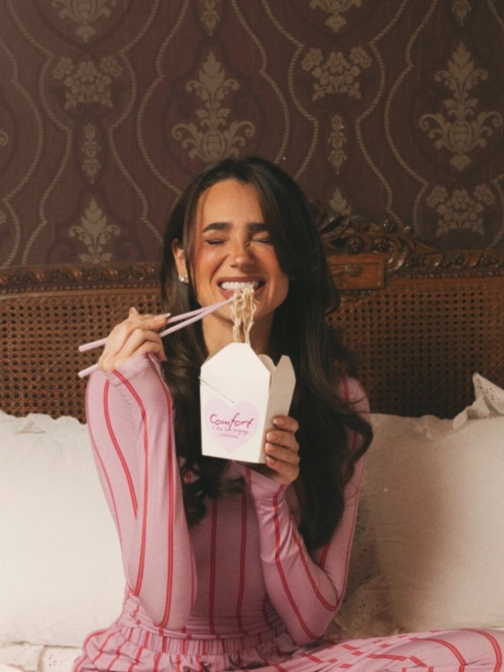 NWT WeWoreWhat Valentine Pajama Crewneck Top Lounge Bubblegum Pink Modal XS